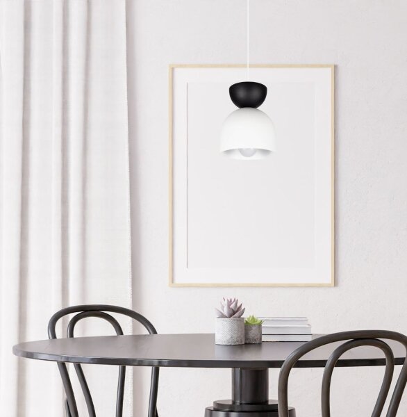 Suspension Blanc Noir Métal Ø17 cm Minimaliste