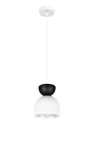 Suspension Blanc Noir M&eacute;tal &Oslash;17 cm Minimaliste