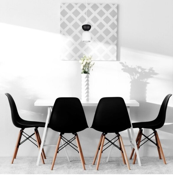 Lampe à suspendre minimaliste Blanc Noir E27 Ø11 cm rond