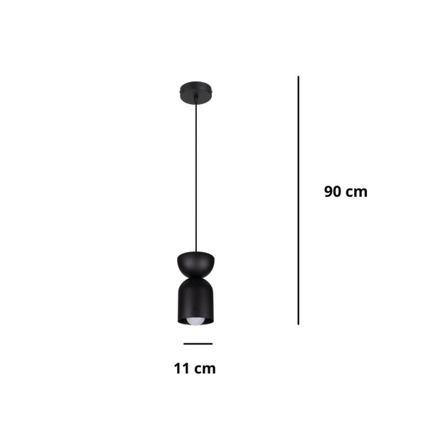 Suspension ronde noire métal Ø11 cm Minimaliste