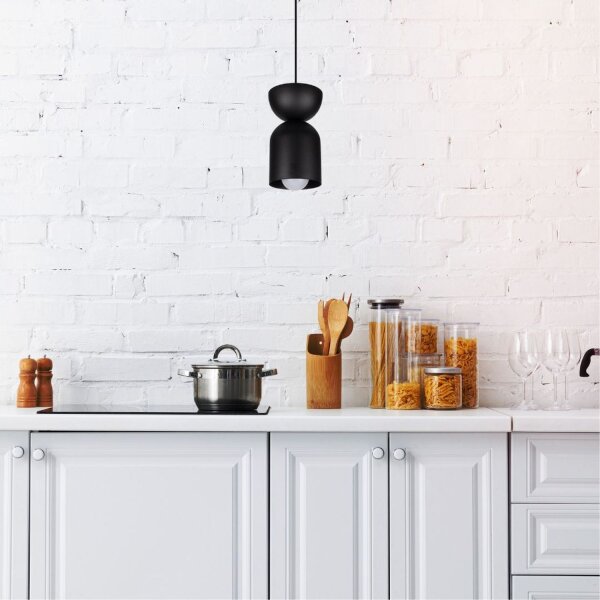 Suspension ronde noire métal Ø11 cm Minimaliste
