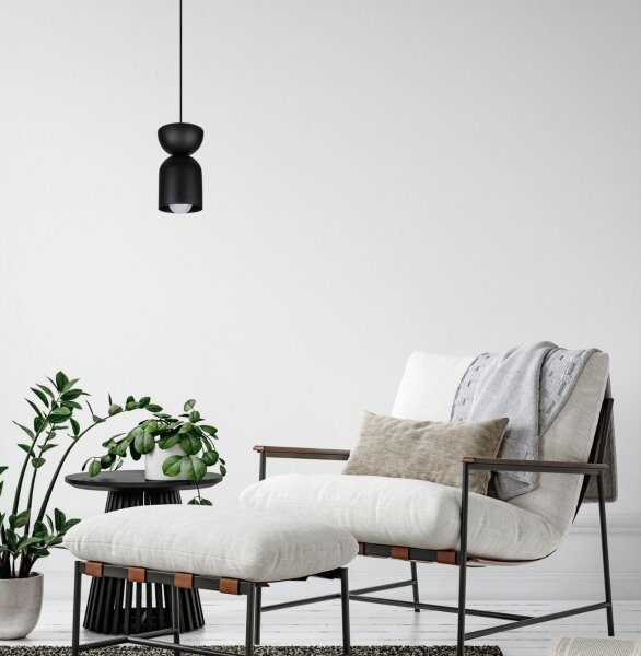 Suspension ronde noire métal Ø11 cm Minimaliste