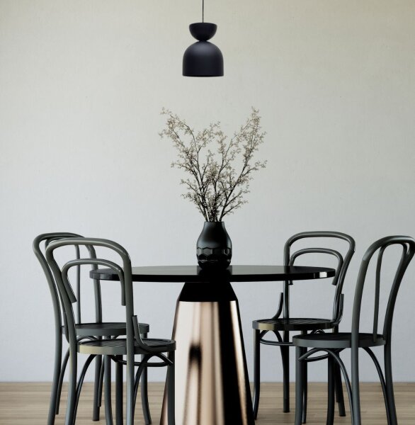 Lampe à suspendre ronde noire métal E27 Ø17 cm Intemporelle