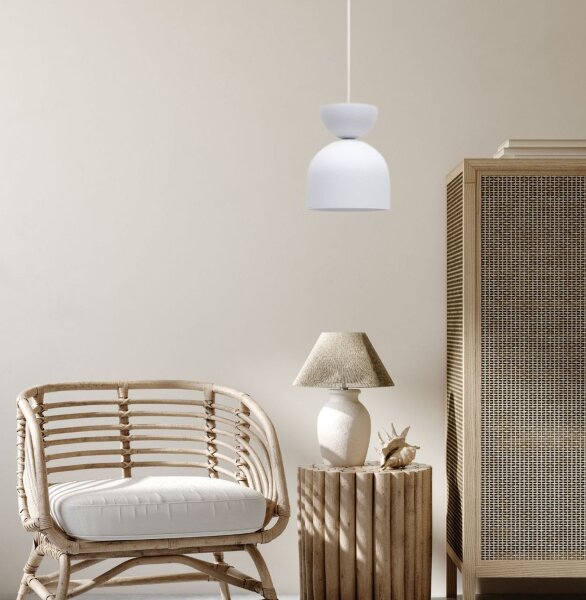 Suspension blanche métal E27 Minimaliste Ø17 cm
