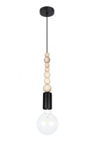 Lampe à suspendre bois métal noir E27...