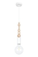 Lampe à suspendre bois métal blanc E27...