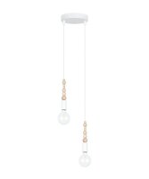 Suspension bois métal blanc E27 Ø14 cm rond...
