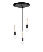 Lampe à suspendre bois métal noir E27 3...