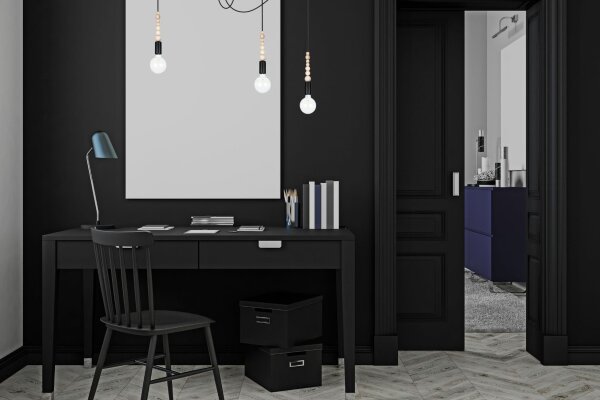 XXL Lampe à suspendre Spider réglable L:400 cm E27 Noir