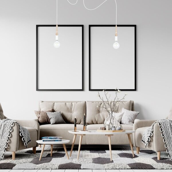 Grande lampe Spider suspendue bois métal E27 400 cm blanc