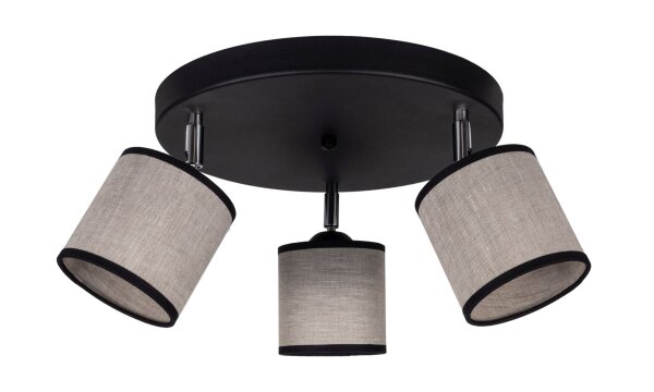 Spot mobile de plafond à faible éblouissement tissu noir beige E14