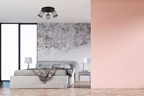 Spot mobile de plafond à faible éblouissement tissu noir beige E14