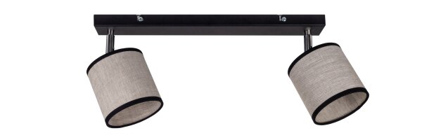 Spot mobile au plafond Tissu Noir Beige E14 L:55 cm