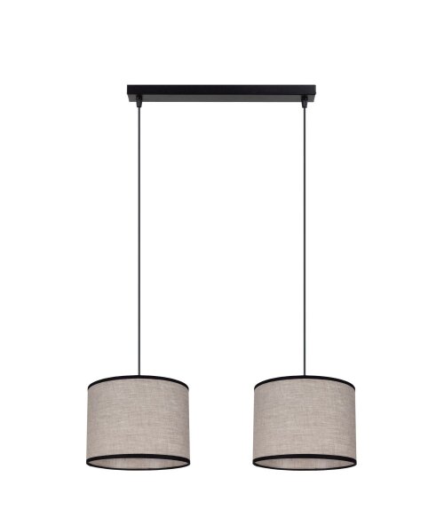 Longue lampe à suspendre Tissu Noir Beige E27 50 cm 2-flmg