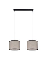 Longue lampe &agrave; suspendre Tissu Noir Beige E27 50...