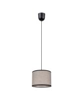 Lampe &agrave; suspendre ronde Tissu Noir Beige E27...