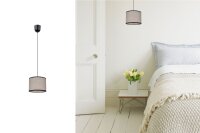 Lampe à suspendre ronde Tissu Noir Beige E27...