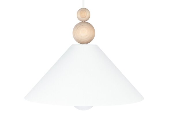 Suspension blanche bois métal Ø26 cm rond E27 confortable