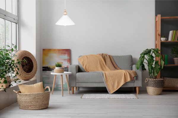 Suspension blanche bois métal Ø26 cm rond E27 confortable