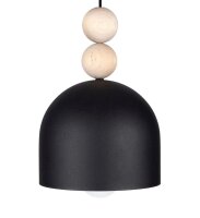 Suspension noire métal bois Ø17 cm E27...