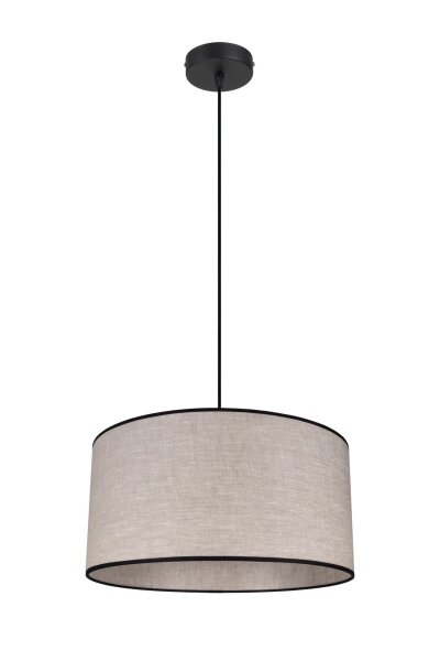Tissu Lampe à suspendre anti-éblouissement Noir Beige E27 Ø40 cm rond