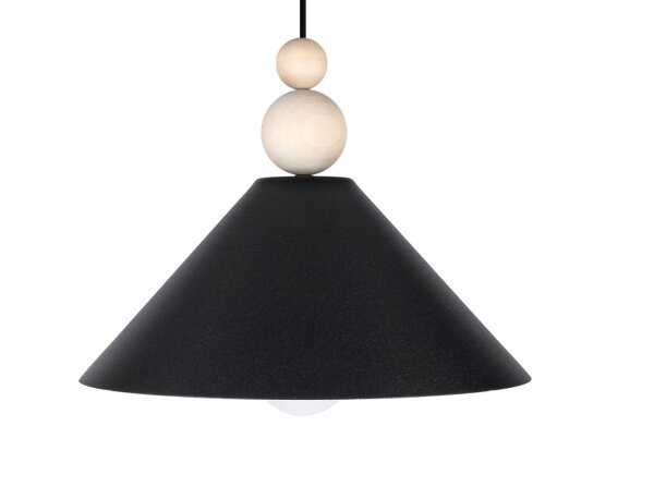 Suspension noire bois métal Ø26 cm E27 cosy