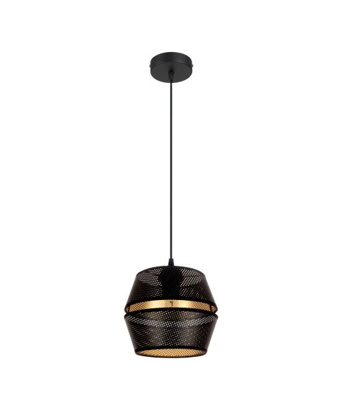 Elégante lampe à suspendre métal noir or E27 Ø20 cm