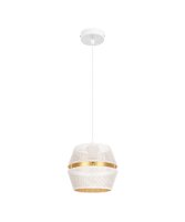 El&eacute;gante lampe suspendue m&eacute;tal blanc or E27...