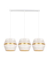 Suspension m&eacute;tal blanc or E27 70 cm long 3-flamme
