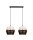 Longue lampe suspendue 2 flammes métal noir blanc or