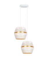 Suspension blanc or m&eacute;tal 2 flammes L:40 cm E27
