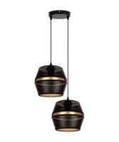 Suspension noir or m&eacute;tal 2 flammes L:40 cm E27