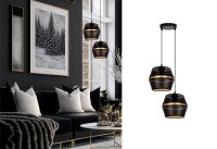 Suspension noir or métal 2 flammes L:40 cm E27