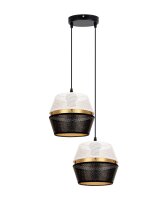 Lampe &agrave; suspendre noir blanc or m&eacute;tal 2flmg...