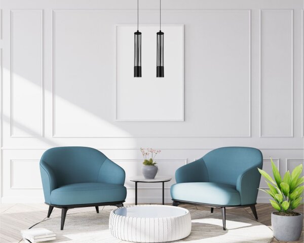 Lampe à suspendre décorative en métal GU10 35 cm de long noir