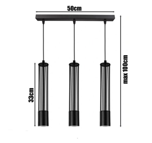 Suspension décorative métal GU10 55 cm de long noir
