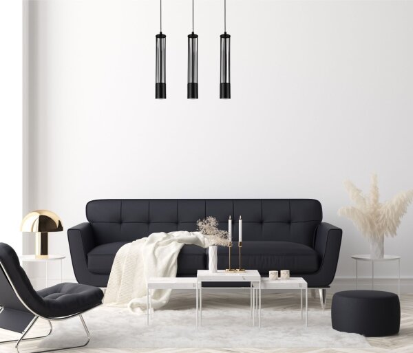 Suspension décorative métal GU10 55 cm de long noir