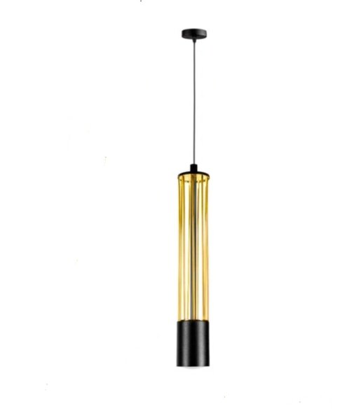 Lampe à suspendre métal GU10 Ø10 cm rond noir or