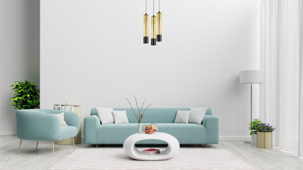 Lampe à suspendre métal GU10 Ø35 cm noir or 3 flammes