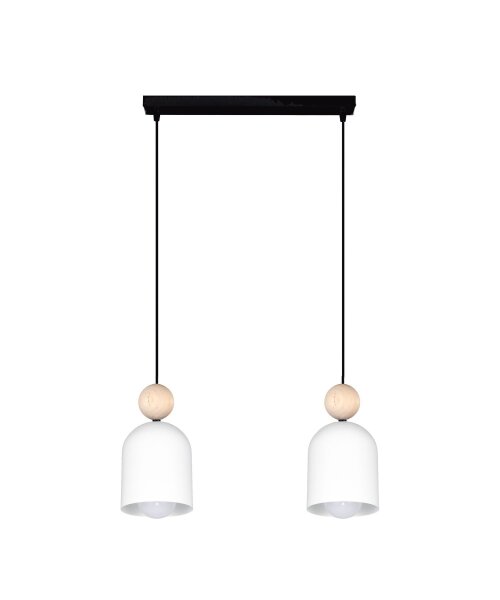 Lampe à suspendre confortable Noir Blanc Métal Bois E27 46 cm