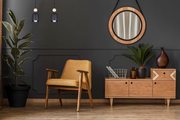Accueillant luminaire suspendu Noir Métal Bois E27 46 cm