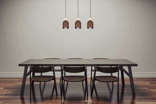 Accueillante lampe à suspendre brun rouille métal bois E27 66 cm