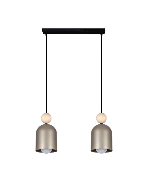 Confortable lampe à suspendre Champagne Métal Bois E27 46 cm