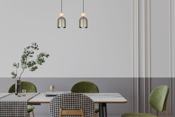 Confortable lampe à suspendre Champagne Métal Bois E27 46 cm