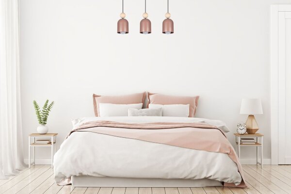 Suspension Rose Métal Bois 3 flammes E27 66 cm de long