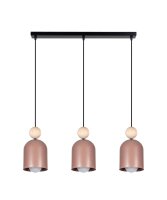 Suspension Rose Métal Bois 3 flammes E27 66 cm de...