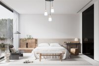 Suspension ronde Blanc Métal Bois 3-flmg E27...