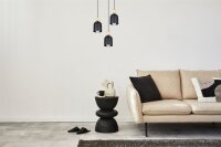 Lampe à suspendre ronde Noir Métal Bois...