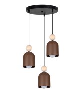 Lampe à suspendre brun rouille métal bois...