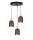 Lampe à suspendre brun rouille métal bois 3-flmg E27 Ø36 cm rond